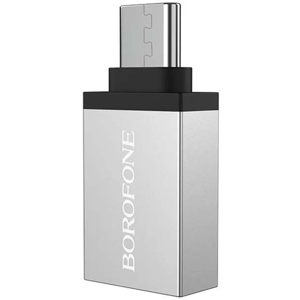 OTG-перехідник Borofone BV3 (USB - Type-C) (Сталевий) (Знижка) (1 Категорія)