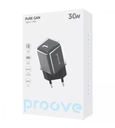 Чорний зарядний пристрій Proove Pure GaN 30W з одним портом Type-C (модель WCPU3..