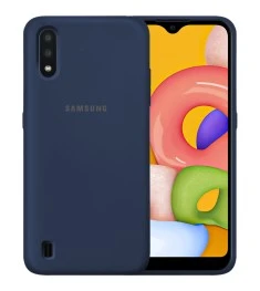 Силикон Original 360 Case Logo Samsung Galaxy A01 (2020) (Темно-синий)
