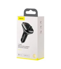 Baseus T Shaped S-13 36W QC3.0 2USB  /  QC4.0 1Type-C FM модульатор (Чорний) CCM..