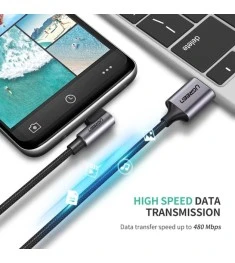 USB-кабель UGREEN US284 з кутовим штекером 3A (1м) (Type-C) (Чорний)