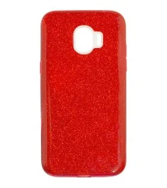 Силіконова накладка з блискітками для Samsung J2 (2018) J250 (червона)