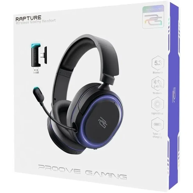 Бездротові накладні навушники-гарнітура Proove Gaming Rapture (Чорний)