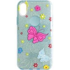 Силіконова накладка з блискітками для Apple iPhone X  /  XS (метелик)