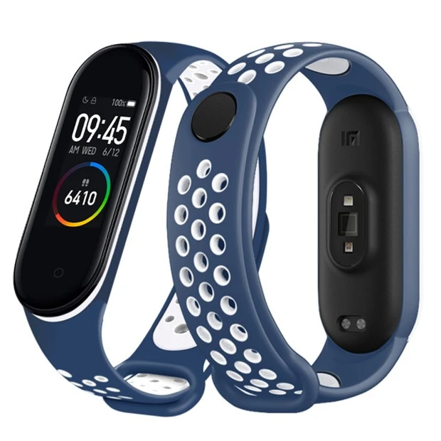 Ремешок Sport Xiaomi Mi Band 3 / Mi Band 4 (Сине-белый)