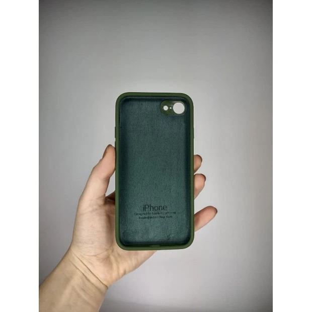 Силіконовий чохол Original Square RoundCam для Apple iPhone 7  /  8  /  SE (73) Лісовий Зелений.