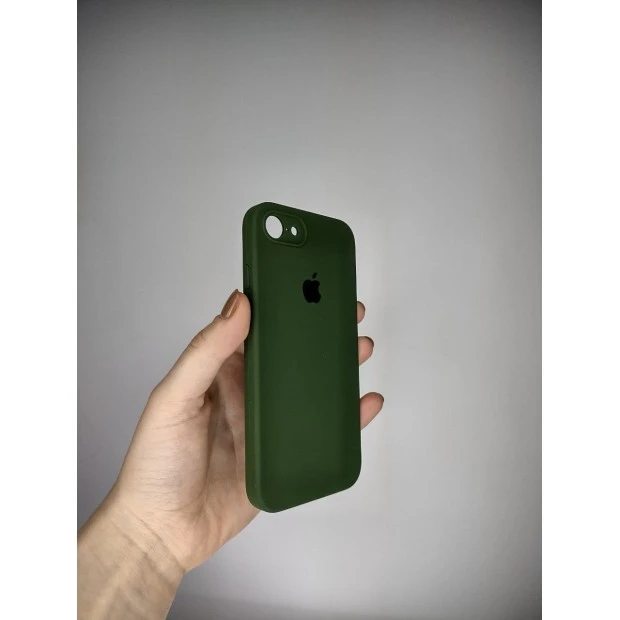 Силіконовий чохол Original Square RoundCam для Apple iPhone 7  /  8  /  SE (73) Лісовий Зелений.