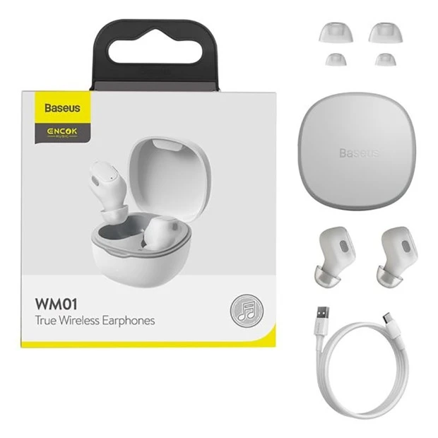 Беспроводные наушники-гарнитура вкладыши Baseus Encok WM01 (White)