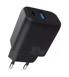 СЗУ-адаптер Proove Silicone 30W (1 Type-C  /  1 USB) (Чорний)
