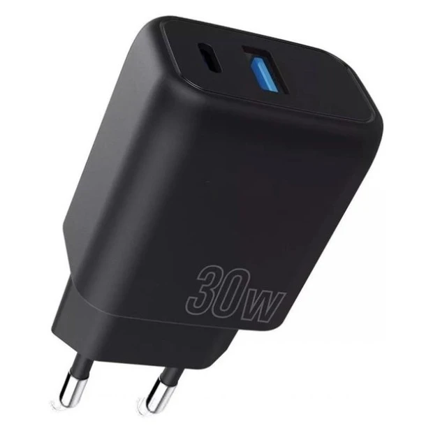 СЗУ-адаптер Proove Silicone 30W (1 Type-C  /  1 USB) (Чорний)