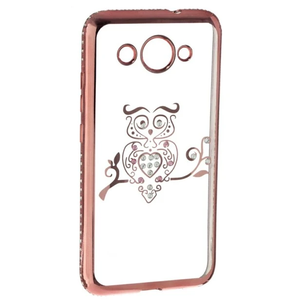 Силиконовый чехол Kingxbar Diamond Huawei Y3 2017 (Сова, Розовый)