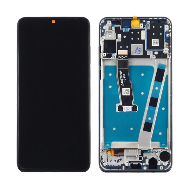 Дисплей для Huawei P30 Lite/ Nova 4e (2019) (48МР версия) с чёрным тачскрином и синей корпусной рамк