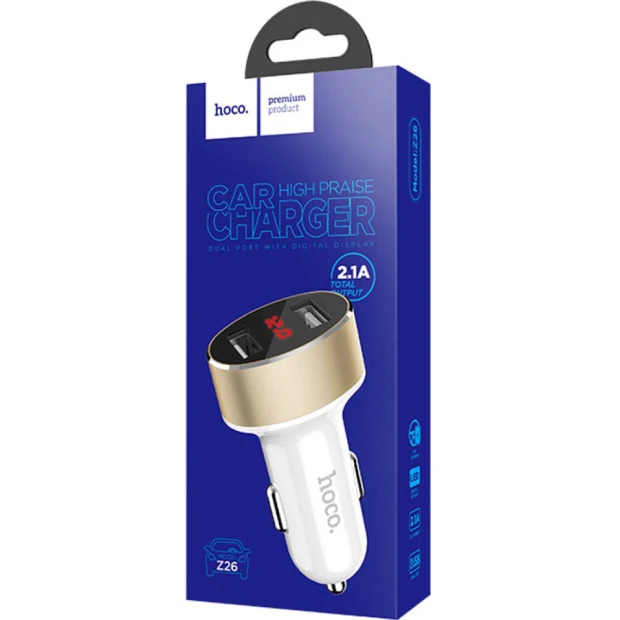 АЗУ-адаптер Hoco Z26 Led 2USB / 3.1A (Белый)