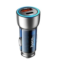 Hoco NZ8 1USB  /  1Type-C Car Charger Adapter (Steel)