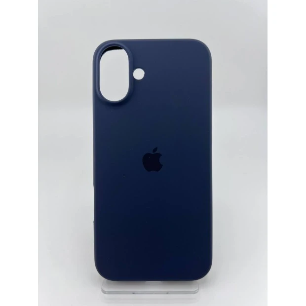 Силіконовий оригінальний круглий чохол для Apple iPhone 16 Plus (09) темно-синій