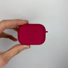 Чохол для навушників із повного силікону з мікрофіброю для Apple AirPods Pro (рожево-червоний)