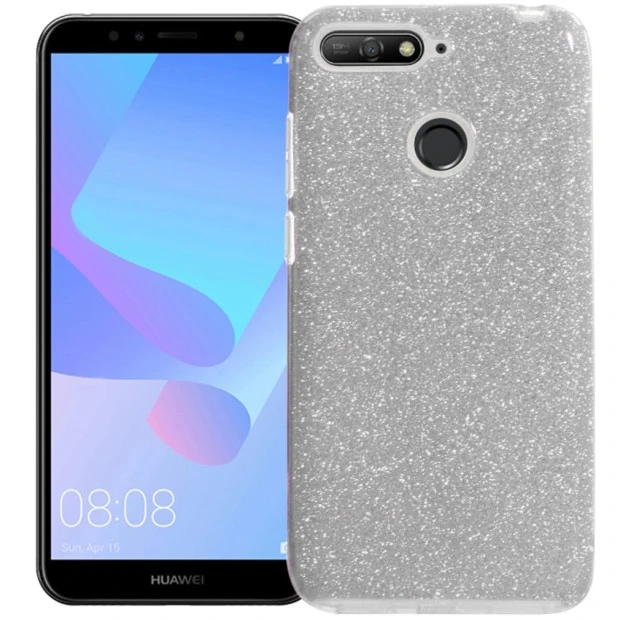 Силиконовый чехол Glitter Huawei Y6 (2018) / Y6 Prime 2018 / Honor 7a Pro (Серый)