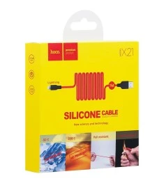 USB-кабель Hoco Silicone X21 (Lightning) (черно-красный)