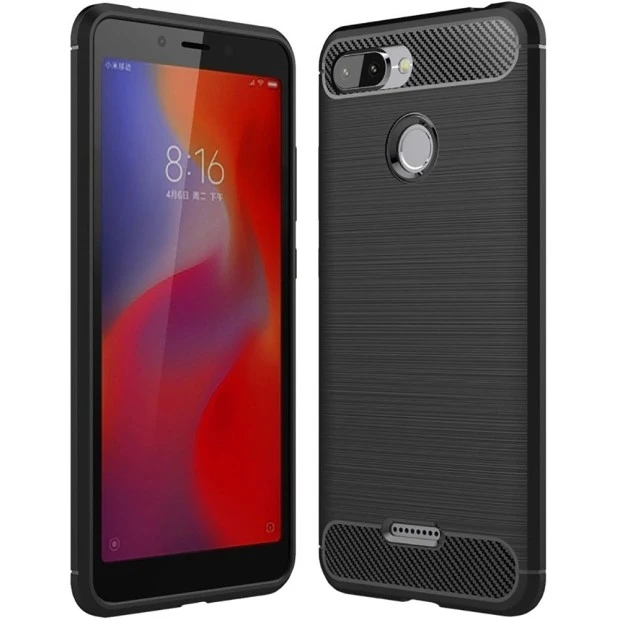 Силиконовый чехол Polished Carbon Xiaomi Redmi 6 (Черный)