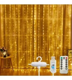 Garland-curtain 3x3m USB with remote control (Warm light)