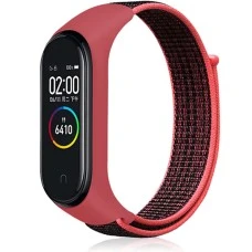 Ремешок Nylon Design Xiaomi Mi Band 3 / 4 (Красно-чёрный)