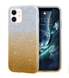 Силикон Glitter Apple iPhone 11 (Серебряно-золотой)