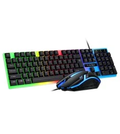 Клавиатура T-Wolf TF230 LED + Мышь (Чёрный-белый)