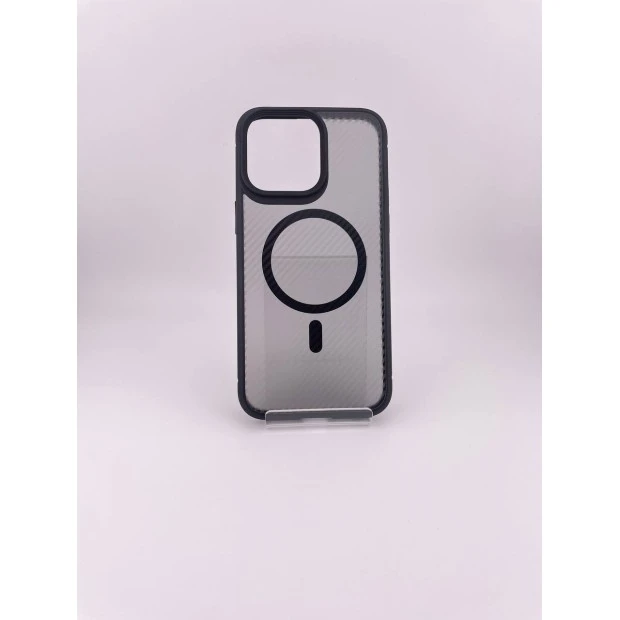 Силикон iPaky Carbon Clear with MagSafe iPhone 15 Pro Max (Black)