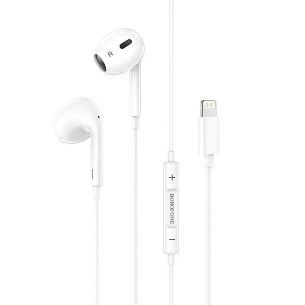 Wired earphones-headset Borofone BM30 Max (Lightning) (White)