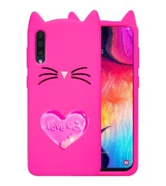 Силикон Kitty Sparkles Samsung Galaxy A50 (2019) (Малиновый)