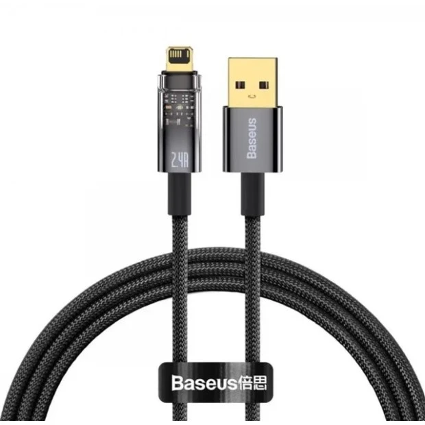 USB-кабель Baseus Explorer Auto Power-Off 2.4A (1м) (Lightning) (Чорний) CATS000401
