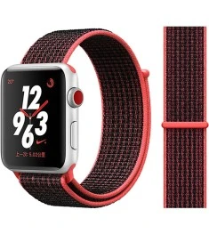 Ремешок Nylon Apple Watch 38 / 40 mm (Чёрно-красный)