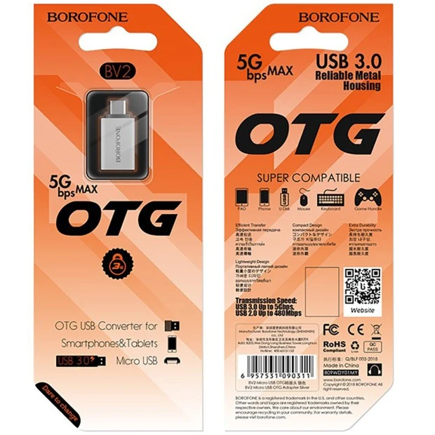 Borofone BV2 OTG adapter (USB to MicroUSB)