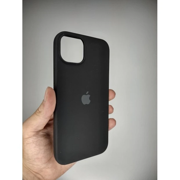 Силіконовий оригінальний чохол круглої форми для Apple iPhone 15 Plus (07) Чорний.