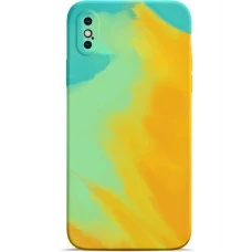 Силіконовий чохол WAVE Watercolor для iPhone X  /  XS (жовтий / темно-зелений)