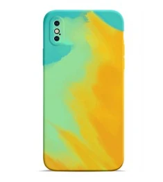 Силіконовий чохол WAVE Watercolor для iPhone X  /  XS (жовтий / темно-зелений)