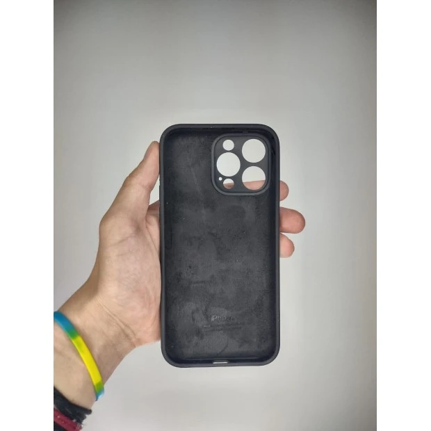 Силіконовий оригінальний круглий чохол для Apple iPhone 14 Pro Max (07) чорний