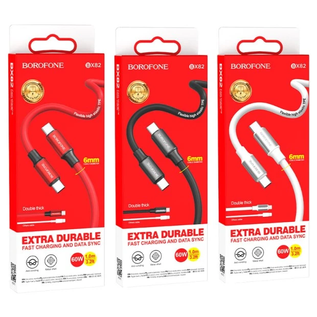 USB-кабель Borofone BX82 (Type-C до Type-C) (60W) (Чорний)