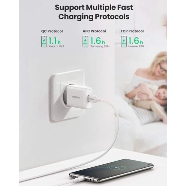 СЗУ-адаптер UGREEN CD122 18W QC3.0 (1USB) (White)