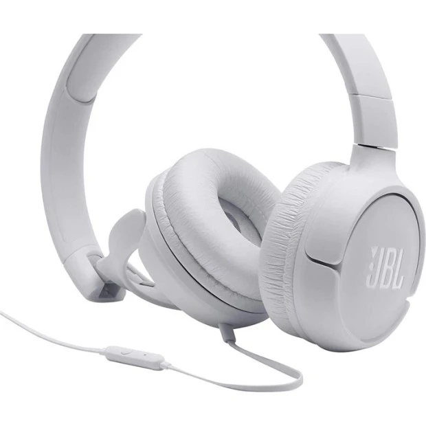 Проводные накладные наушники-гарнитура JBL T500 (Белый)