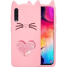 Силиконовый чехол Kitty Sparkles Samsung Galaxy A50 (2019) (Розовый)