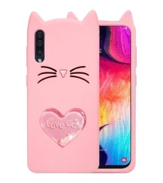 Силикон Kitty Sparkles Samsung Galaxy A50 (2019) (Розовый)