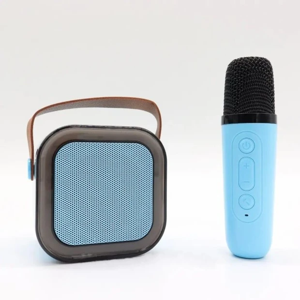 Мікрофон-караоке з колонкою Bluetooth K12 RGB (1 мікрофон) (Блакитний)