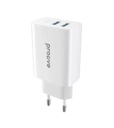 Білий адаптер Proove Silicone 30W (1 Type-C  /  1 USB)