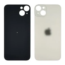 Заднее стекло корпуса для Apple iPhone 14 Plus Starlight (белое) (Big Hole)