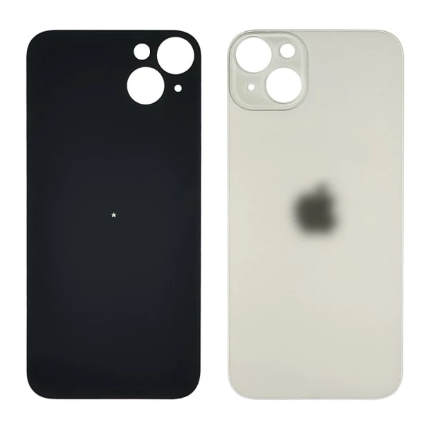 Заднее стекло корпуса для Apple iPhone 14 Plus Starlight (белое) (Big Hole)