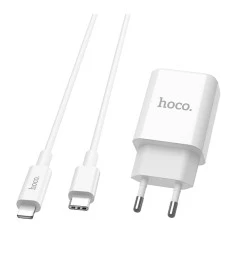 СЗУ-адаптер USB Hoco C71A Star PD3.0 Type-C + Lightning-кабель (Белый)
