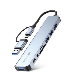 Адаптер USB HUB Walker WHUB-53 8в1 (Type-C / USB 3.0)