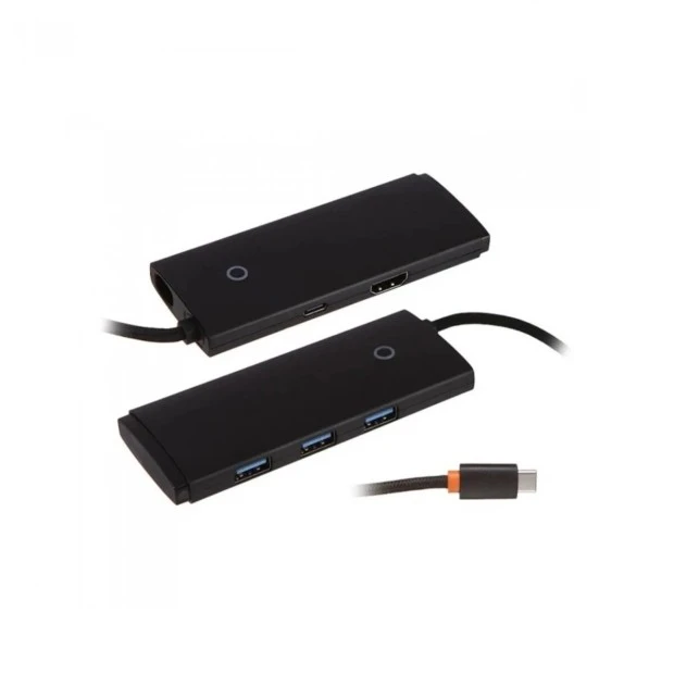 Переходник USB HUB Baseus Lite Series WKQX040001 (Type-C to HDMI + 3xUSB 3.0 + PD) (Чёрный)