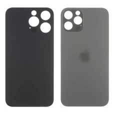 Заднее стекло корпуса для Apple iPhone 14 Pro Max Space Black (серое) маленький вырез под камеру